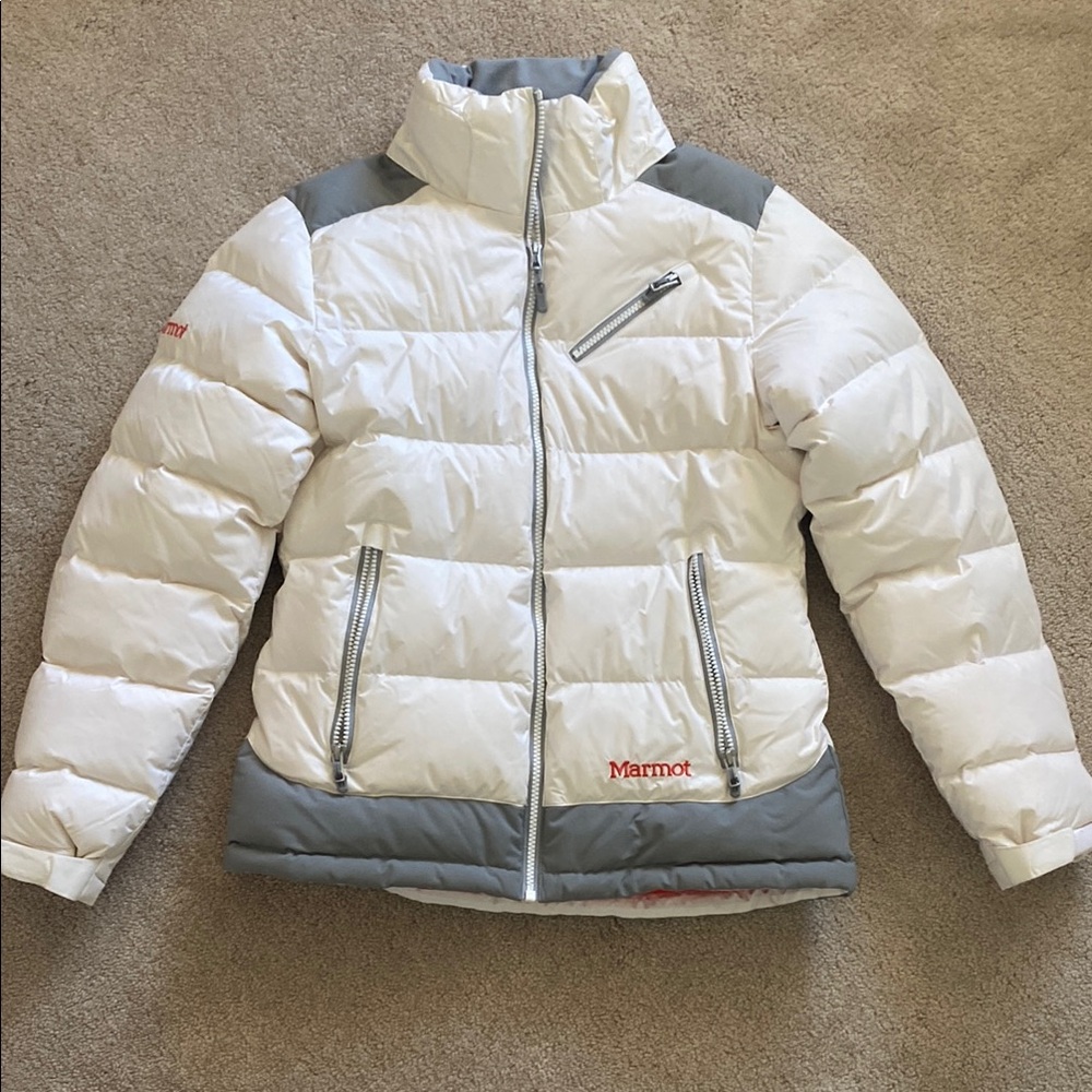 Marmot White and Gray Ski Jacket